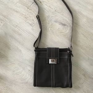 Tignanello brown leather cross body purse.